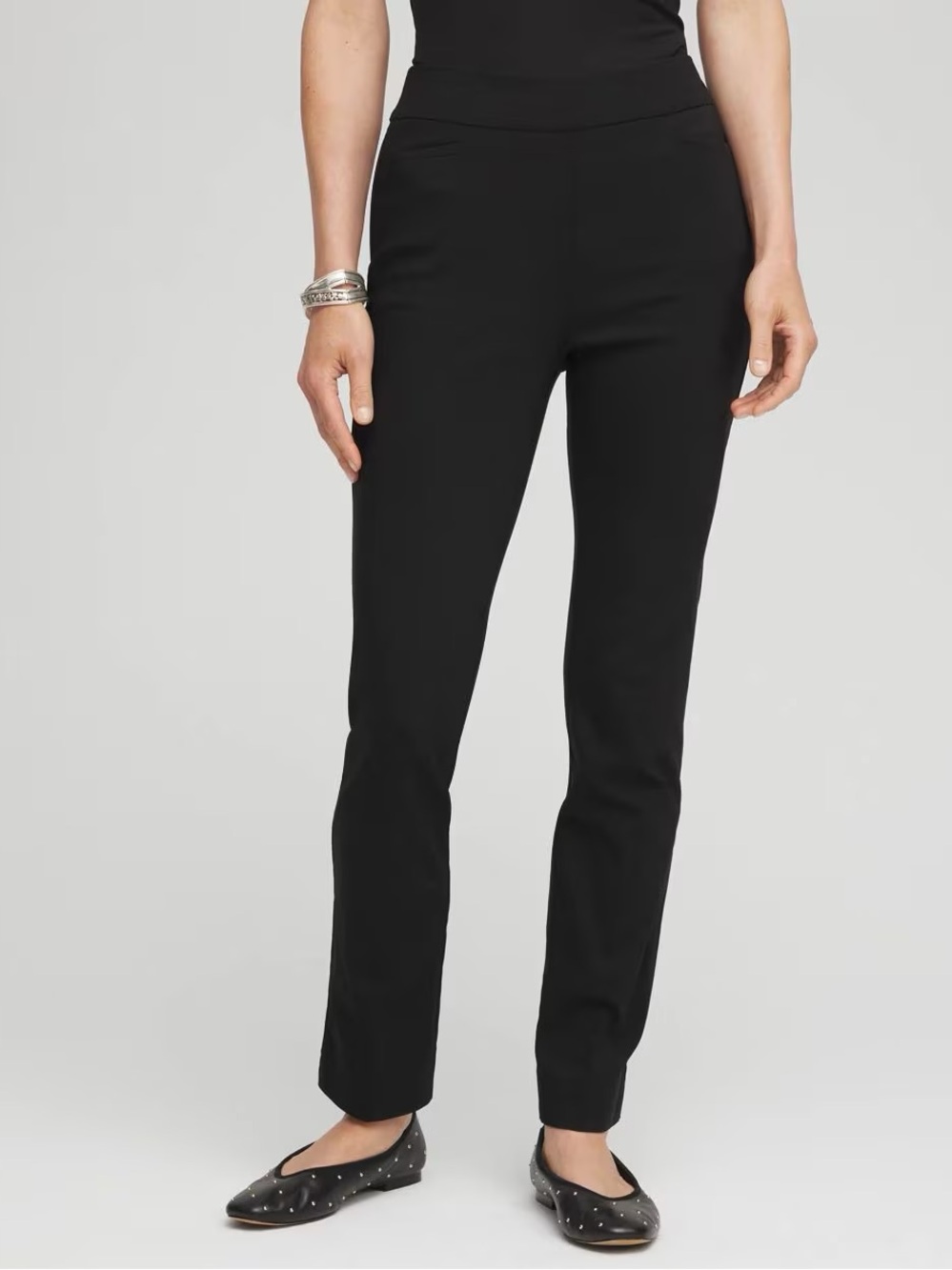 Chico's Brigitte Black Slim Fit Pull-On Stretch Ankle Pants - Size 16